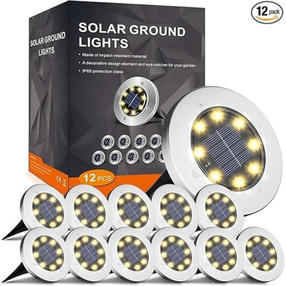 Solar Lights Outdoor 12 Pack Waterproof Garden Pathway Yard Patio Deck Walkway - Picture 7 of 7
